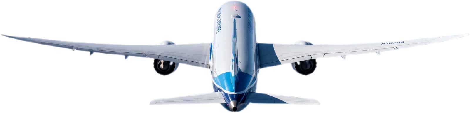 Startendes Flugzeug von vorne